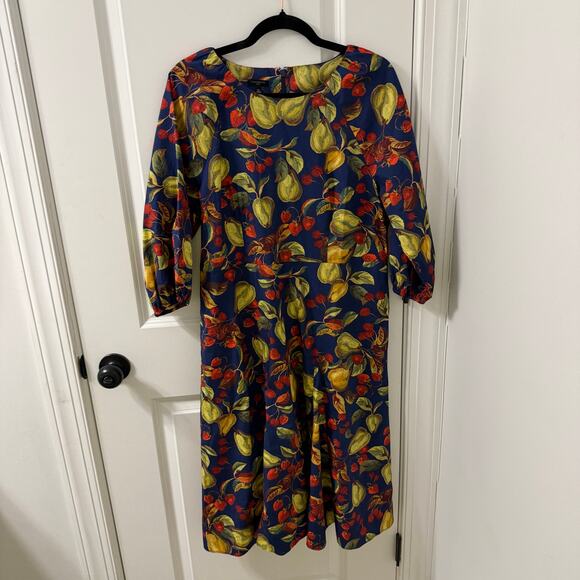 Talbots Dress $168 Sz 12 Puff Sleeve Poplin Midi Dress - Picture 2 of 8